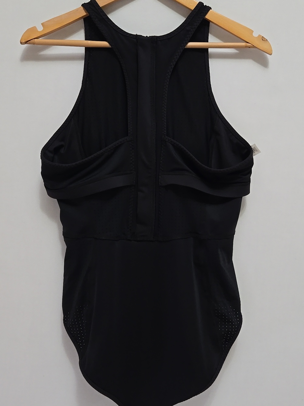 Athleta Cross Train Black One Piece Swimsuit Racerback Zipper Leash Pull Cord L - Picture 14 of 16